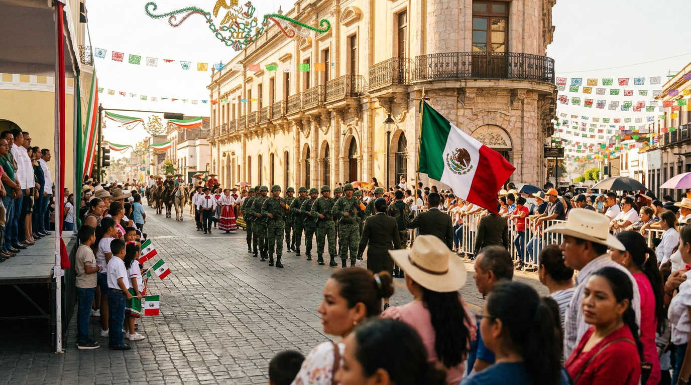 Tepic conmemora las fiestas patrias con desfile cívico-militar en el centro de la capital