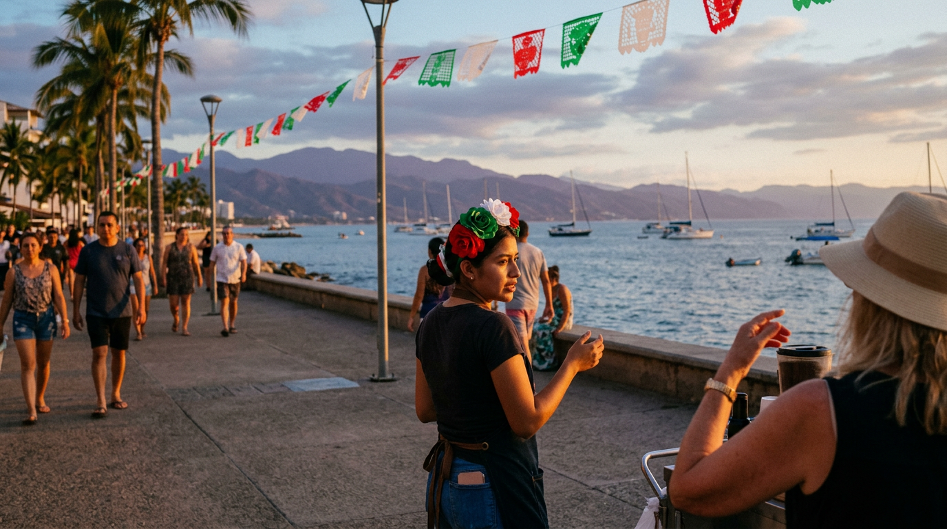 Exhiben a turista extranjera que exigió a barista quitarse adorno patrio en vísperas del 16 de septiembre